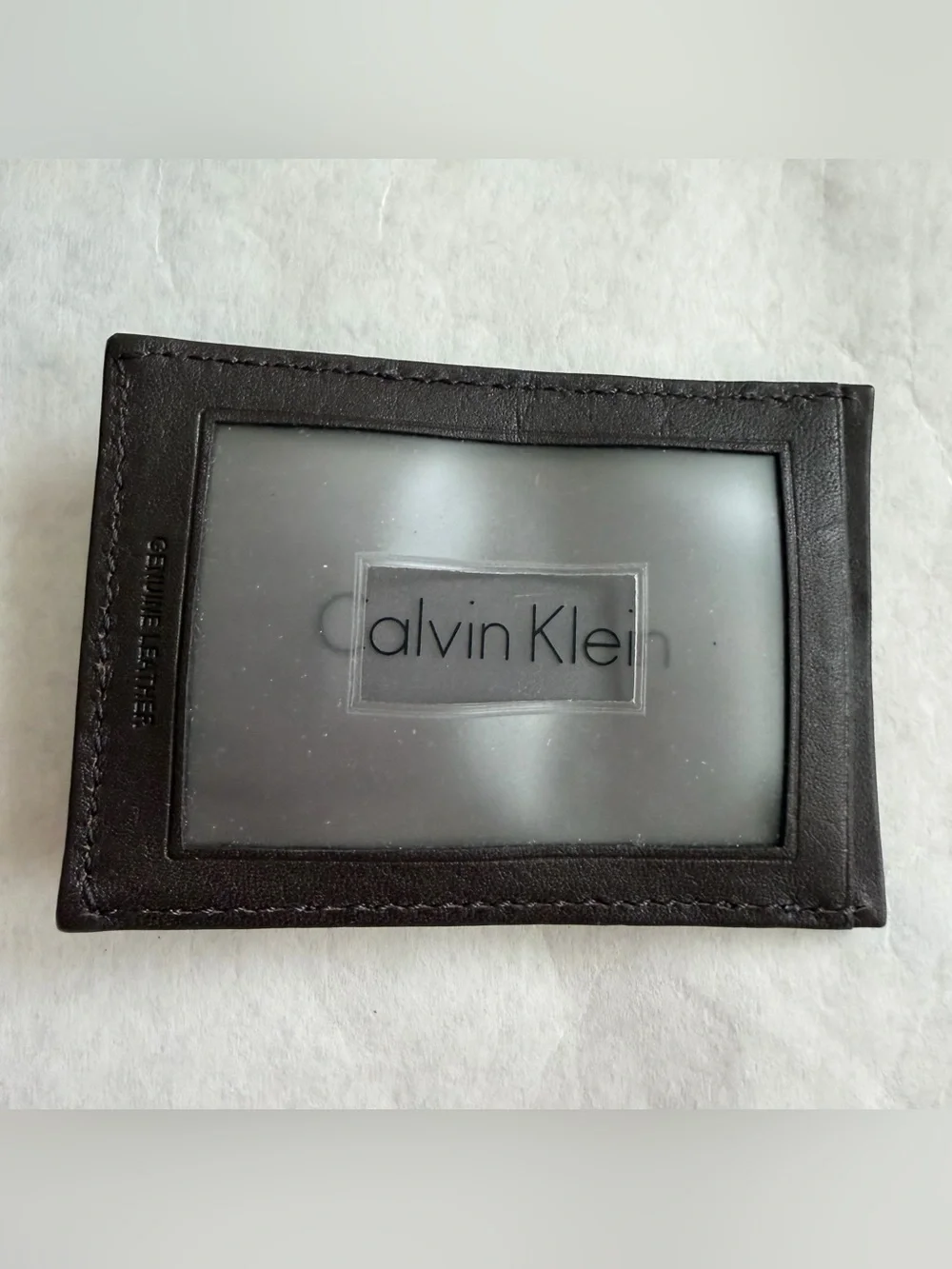Calvin Klein Mens Genuine Leather Front Pocket Card Case Metal Money Clip New C